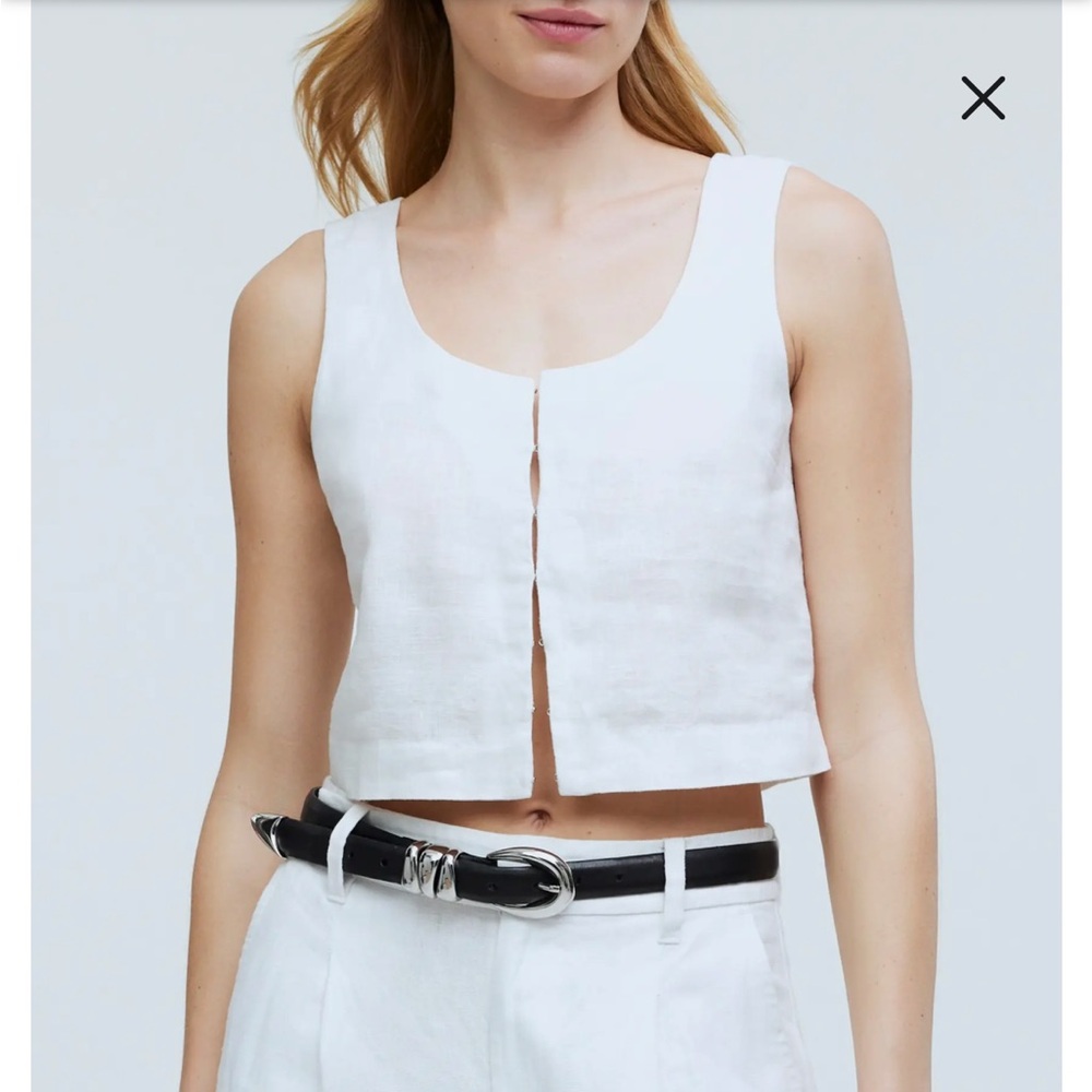 Madewell Scoopneck Linen Crop Tank